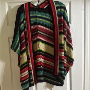 Lauren Ralph Lauren Colorful Striped Poncho/Cardigan S/M